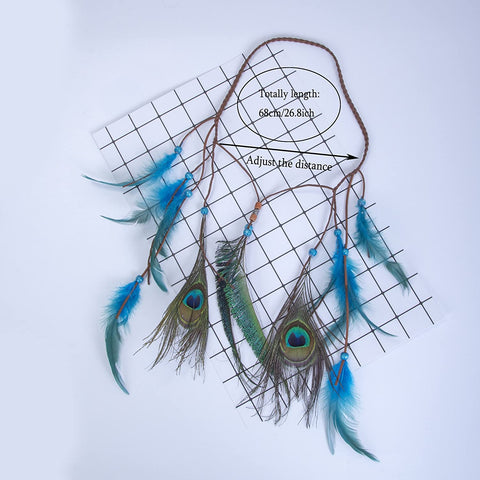 AWAYTR Boho Fancy Feather Headband - Women Hippie Hairband Festival Headwear Hair Hoop