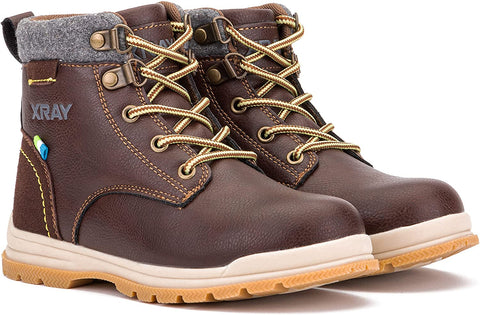 X RAY Footwear Ashton Boy’s Fashion Classic Combat Leather Mid-Top Chukka Boots, Chukka Heel, Plain Toe, Thermoplastic rubber Outsole