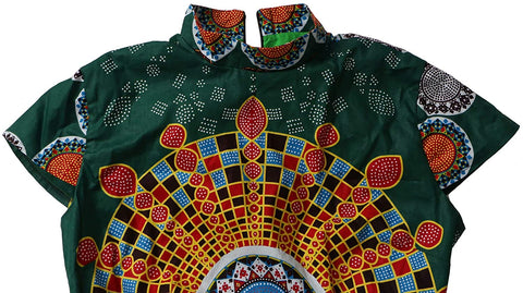XIAOHUAGUA African Print Skirts Short Sleeves Asymmetric Women's Dress Dashiki Print Clothing