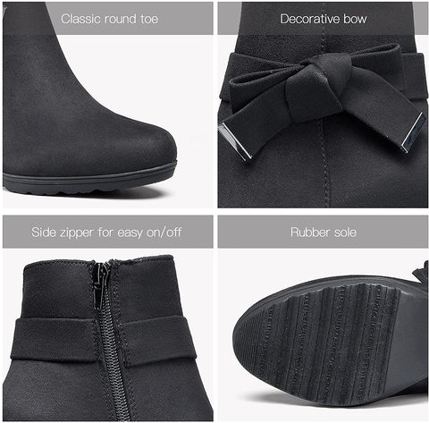 mysoft Women's Booties with Heel, Chunky Stacked Heel Zipper Ankle Boots for Ladies
