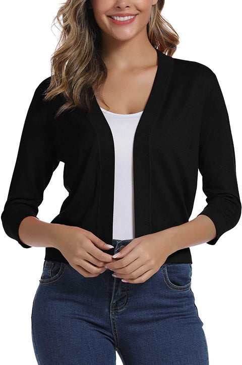 Urban CoCo Women's 3/4 Sleeve Cropped Cardigan Sweater Elegant Shrugs for Women