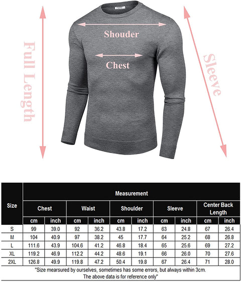 Men Knit Dress Sweater Slim Fit Crew Neck Long Sleeve Pullover Sweater