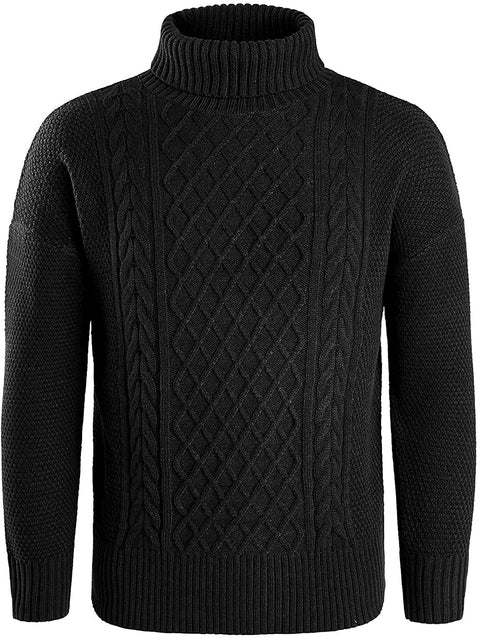 Men's Turtleneck Loose Fit Knit Sweaters