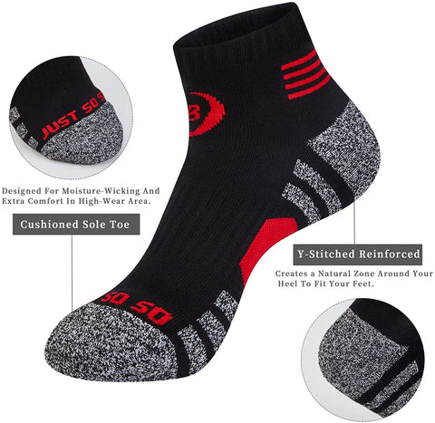 Mens Ankle Socks Athletic Thick Cushioned Breathable 6 Pairs Low MID-CREW With Arch Support Cozy Cotton Socks