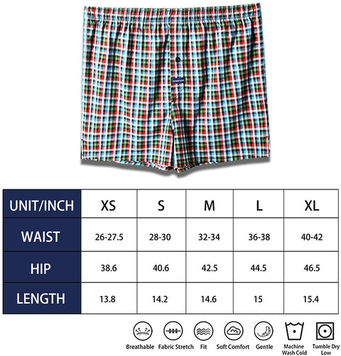 Men's Boxers Shorts 3 Pack 100% Cotton Comfortable Soft Underwear for Men