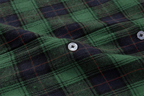 Mens Plaid Flannel Shirt Long Sleeves Button Down Collar Regular-fit Shirts with Pockets