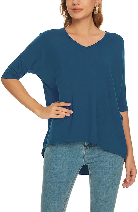 Urban CoCo Women's Casual V Neck T Shirt Short Sleeve Loose Tee Tops