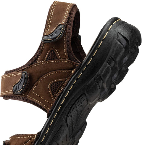 Men's Sandals Summer Casual Genuine Leather Beach Sandals for Men Outdoor and Indoor Comfort Open Toe Fisherman Sandals