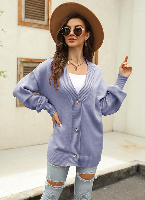 GAMISOTE Womens Cardigan Sweaters Chunky Oversized V Neck Long Knitted Button Down Outerwear