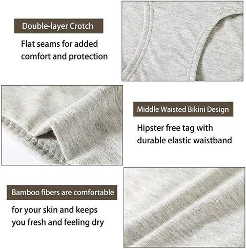 Women's Boxer Briefs 5 Pack Bamboo Viscose Soft Breathable Underwear for Women