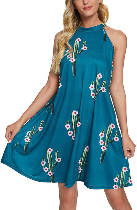 Women's Sleeveless Halter Dress Summer Basic Tank Midi Dress