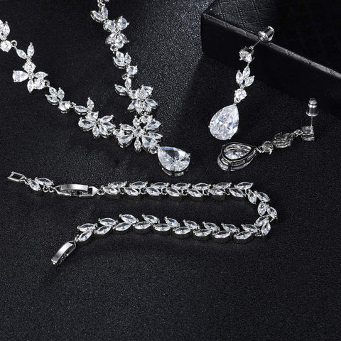 White Gold Plated Jewelry Set with White AAA Cubic Zirconia