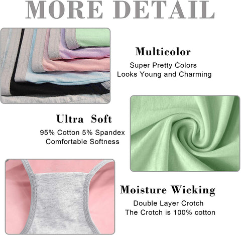 Cotton Full Coverage Underwear Womens Panties No Ride Up Hipster Soft Breathable Stretch Bikini Ladies Briefs 6 Pack