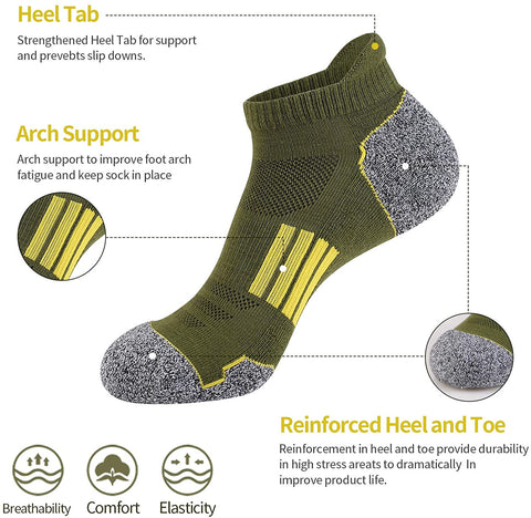 Mens Athletic Ankle Sports Running Low Cut Socks for Men 5 Pack