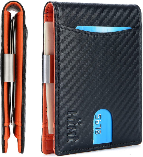 Mens Wallet Slim Bifold Wallets for Men Money Clip Wallet RFID Blocking Front Pocket Leather Minimalist Wallet