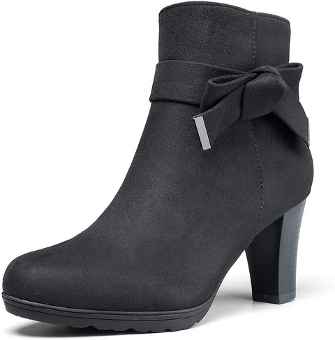 mysoft Women's Booties with Heel, Chunky Stacked Heel Zipper Ankle Boots for Ladies