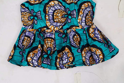 Women's African Dashiki 3 Pieces Wedding Dresses with Headwrap Sets Tops & Skirt Slim Fit
