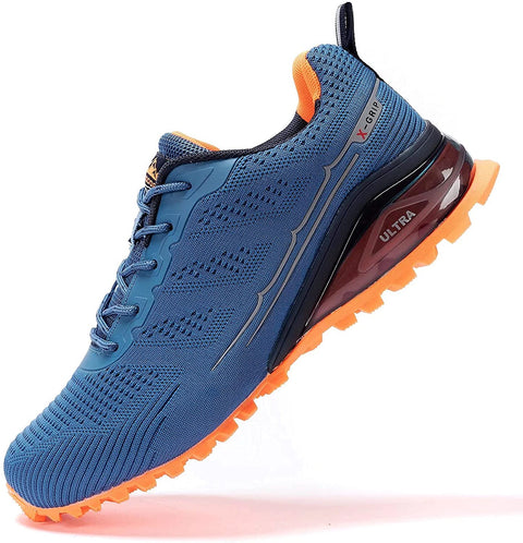 Kricely Men's Women Trail Running Shoes - Non-Slip Hiking Shoes Breathable Walking Footwear Outdoor Road Athletic Sneaker Blue