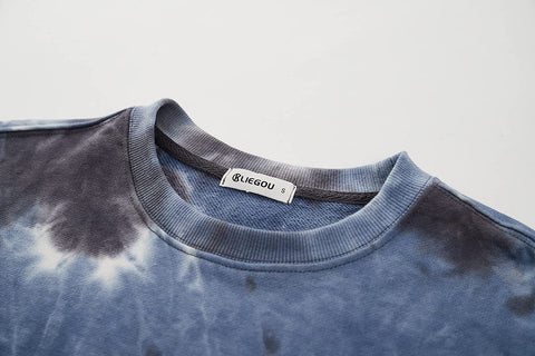 KLIEGOU Men's Fashion Crew Neck Tie Dye Sweatshirt