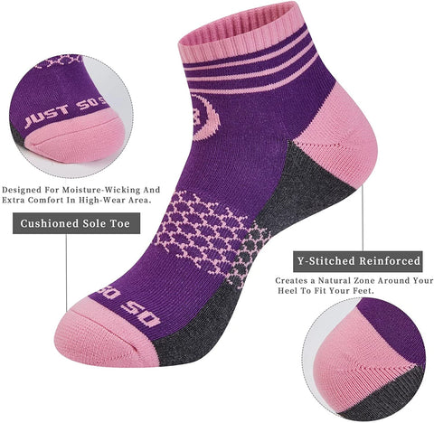 Womens Ankle Socks 7 Pairs Running Athletic Cushioned Sole Heel Shield Socks With Tab