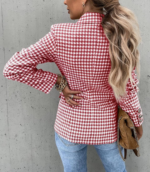 GAMISOTE Womens Casual Blazer Plaid Slim Fit Lapel Work Office Outerwear Jacket Suit