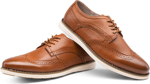 Men's Dress Shoes Leather Brogue Wingtip Oxford Shoes Business Casual Shoes for Men