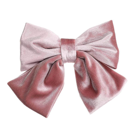 Velvet Bow Barrettes Hair Clips - AWAYTR 2 Packs Flower Elastic Big Hair Bow for Women Wedding Party (yellow+pink)
