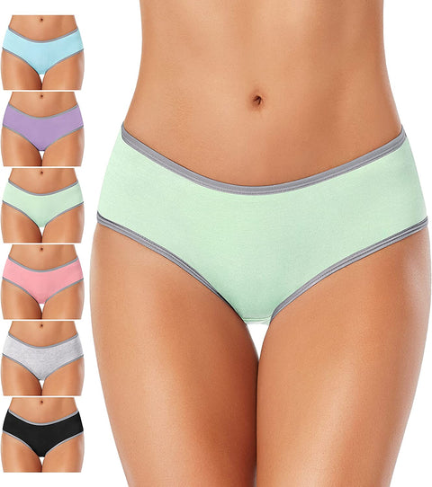 Cotton Full Coverage Underwear Womens Panties No Ride Up Hipster Soft Breathable Stretch Bikini Ladies Briefs 6 Pack