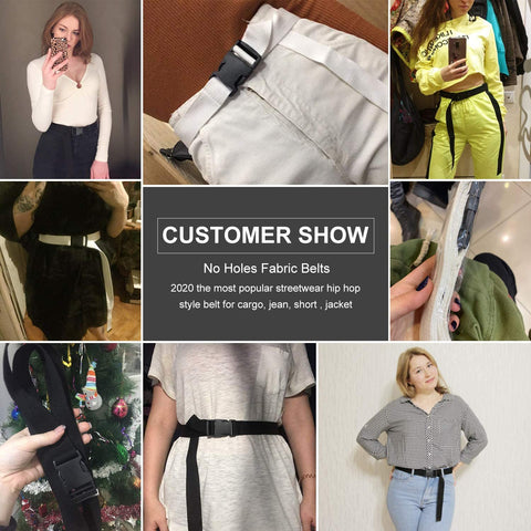 XZQTIVE Canvas Web Belt for Women, Cool Cargo Belt with Plastic Buckle, Hip Hop Streetwear Style Waist Belt for Dress
