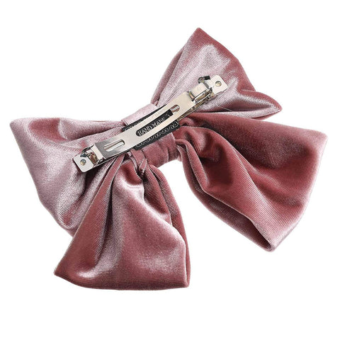 Velvet Bow Barrettes Hair Clips - AWAYTR 2 Packs Flower Elastic Big Hair Bow for Women Wedding Party (yellow+pink)