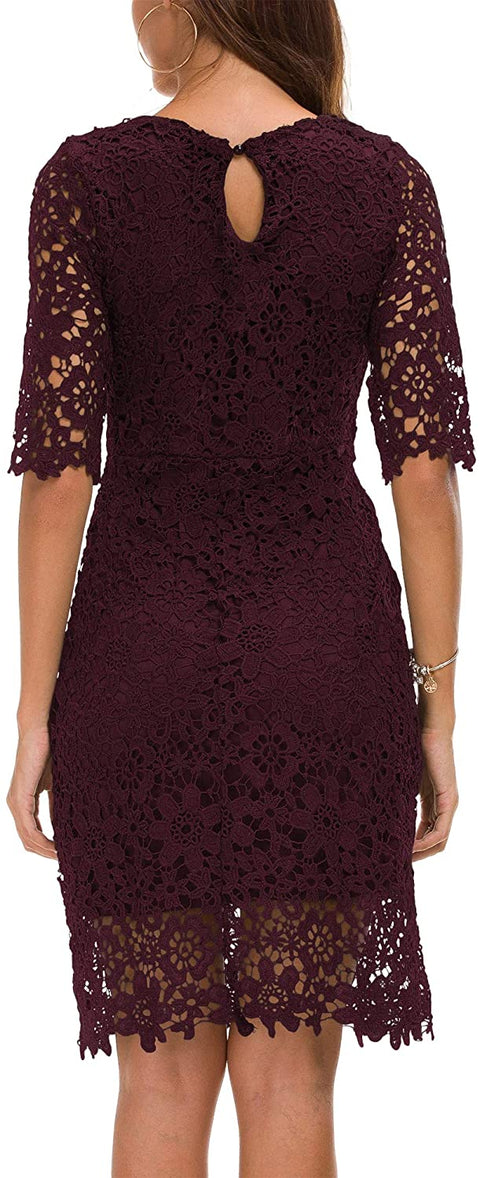 Urban CoCo Women's Lace Sheath Dress Slim Fit Midi Dress