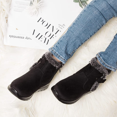 mysoft Women's Winter Snow Boots Side Zipper Warm Ankle Booties Slip on Shoes Indoor Outdoor