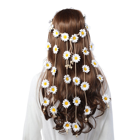 Sunflower Headband Women Hippie Headwear -AWAYTR Bohomia Feather Rope Crown Headdres for girls (Sunflower)