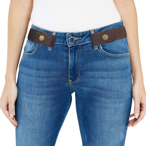 Women/Men Buckle-Free Elastic Belt for Jeans, Ladies Invisible Belt Fits Waist 24-48 inches