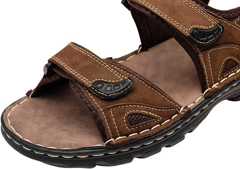 Men's Sandals Summer Casual Genuine Leather Beach Sandals for Men Outdoor and Indoor Comfort Open Toe Fisherman Sandals