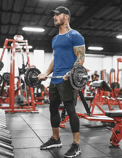 Men 2 Pack Muscle Shirt Bodybuilding Gym Workout Shirt Short Sleeve Tee