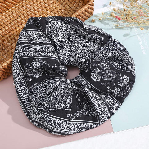 Chiffon Oversized Rope Hair Scrunchies - 6PCS Large Hair Bobble Giant Hair Scrunchies Rope Hair Band Ties for Women Girls Ponytail Holder (Chiffon-floral)