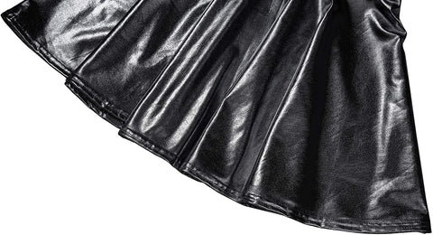 Women's Shiny Flared Pleated Mini Skater Skirt