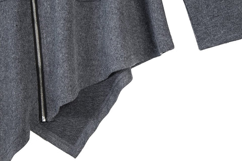 Women's Pluse Size Hooded Sweatshirt Jacket Cape Style