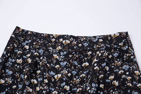 Womens A Line Floral Print Midi Skirt Flared Hem