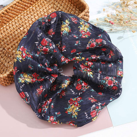 Chiffon Oversized Rope Hair Scrunchies - 6PCS Large Hair Bobble Giant Hair Scrunchies Rope Hair Band Ties for Women Girls Ponytail Holder (Chiffon-floral)
