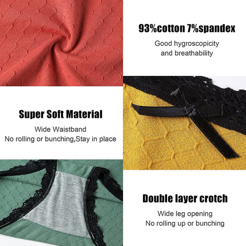 High Waisted Cotton Underwear For Women,Breathable Soft Cotton Full Brief Panties Stretch Lace Ladies Panties For Women