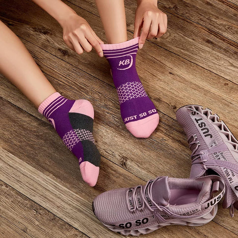 Womens Ankle Socks 7 Pairs Running Athletic Cushioned Sole Heel Shield Socks With Tab