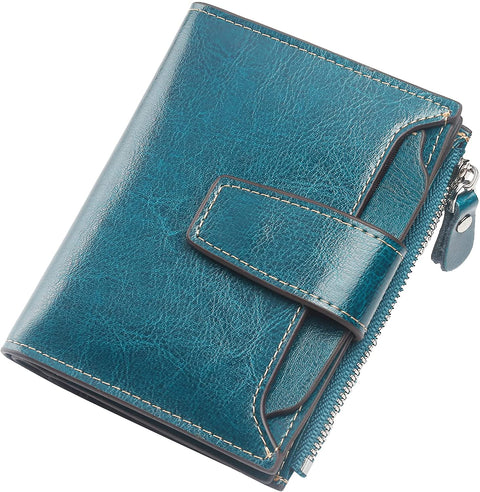 Womens Wallet, Lavemi Leather Wallet RFID Blocking Small Bifold Compact Credit Card Holder for Women with ID Window Zipper Pocket