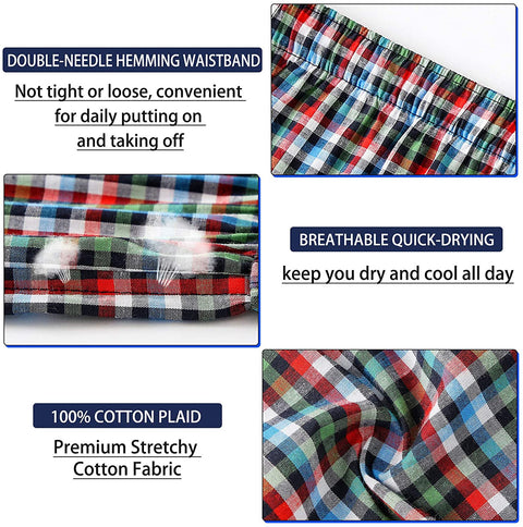 Men's Boxers Shorts 3 Pack 100% Cotton Comfortable Soft Underwear for Men