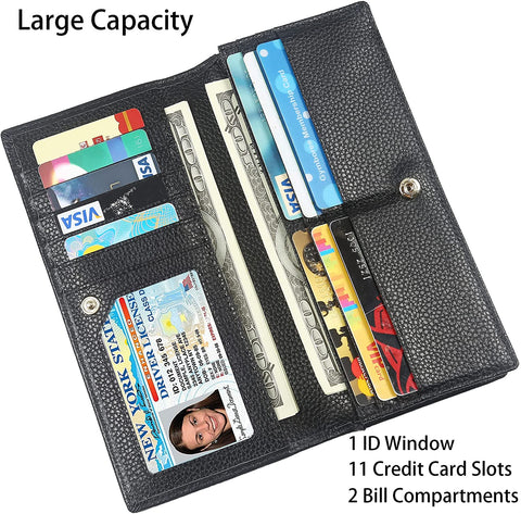 Lavemi RFID Blocking Ultra Slim Real Leather Credit Card Holder Clutch Wallets for Women