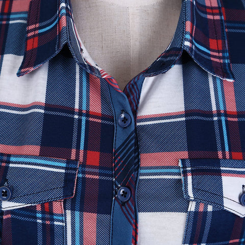 Women's Classic Plaid Shirt Button Down Long Sleeve Blouse