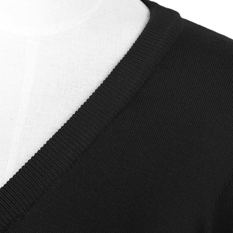 Women's Cropped Cardigan V-Neck Button Down Knitted Sweater 3/4 Sleeve