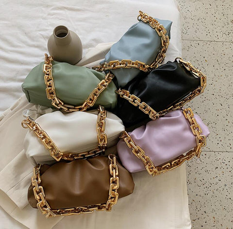 Solid Color Pleated Tote Bag