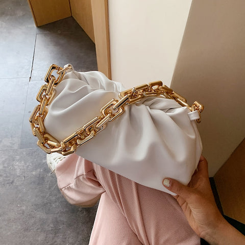 Solid Color Pleated Tote Bag